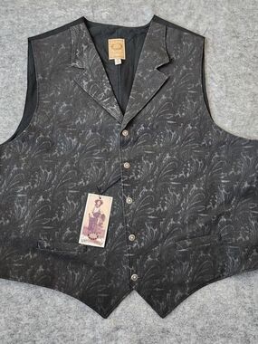 NOS Vintage Wahmaker Western Paisley Vest Men's 4X Gray Cowboy USA Frontier